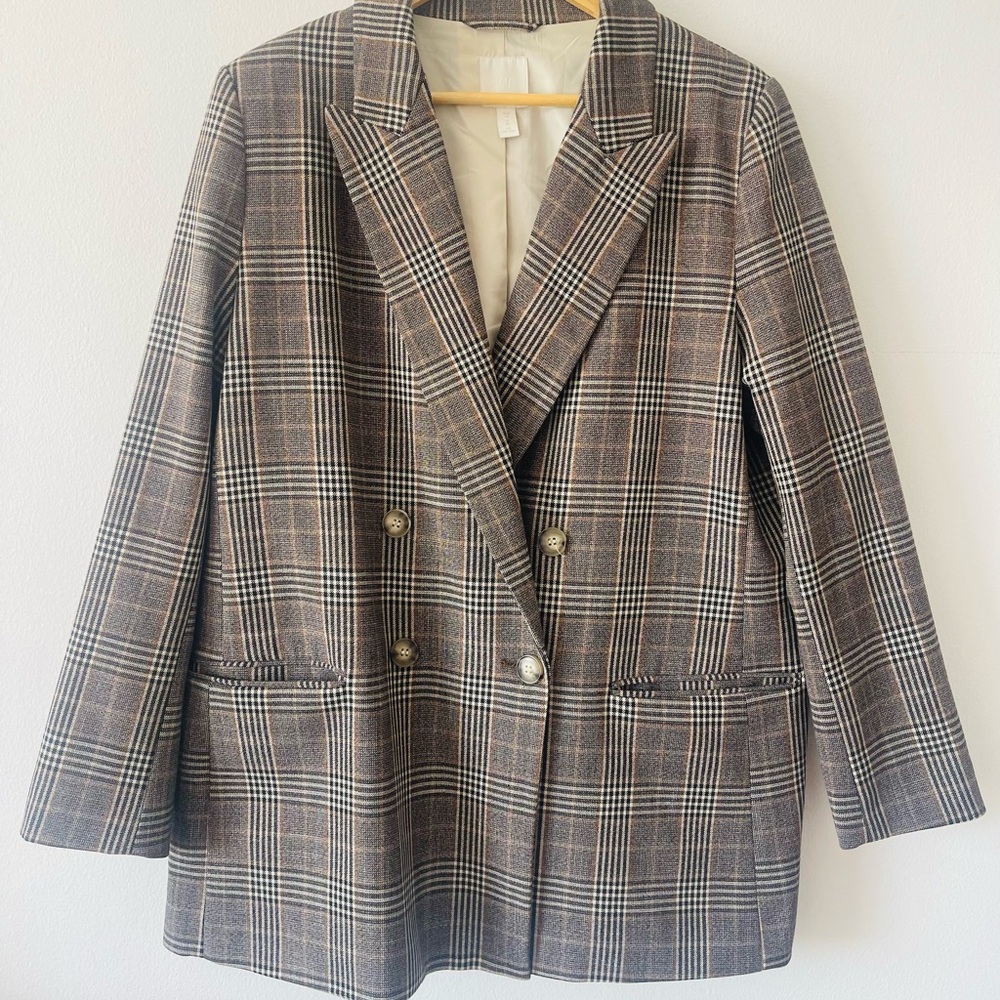 Plaid Double-Breasted Blazer w/ Lining | H&M
